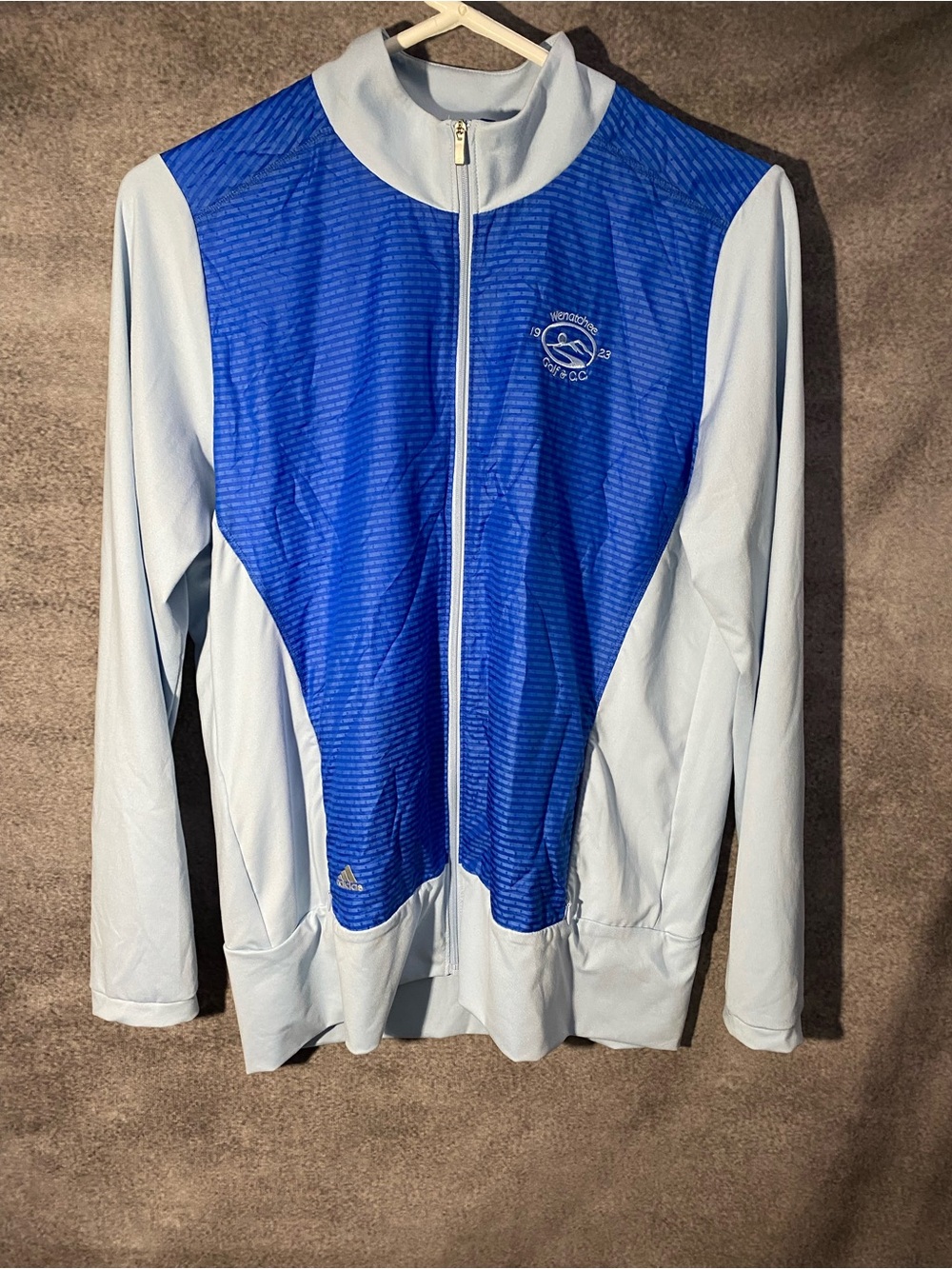Adidas Womens M Full Zip Golf Jacket Blue Light Blue Wenatchee Golf & CC